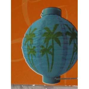  Palm Tree Paper Lantern, Blue Green, Battery Operated 
