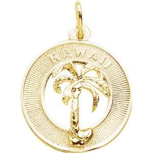   Rembrandt Charms Hawaii Palm Tree Charm, Gold Plated Silver Jewelry