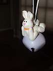 ADORABLE RABBIT BUNNY ORNAMENT WITH LARGE LIGHT PURPLE JINGLE BELL