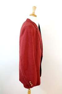 vintage mens RED jacket blazer sport coat USA wool gold buttons sz XXL 