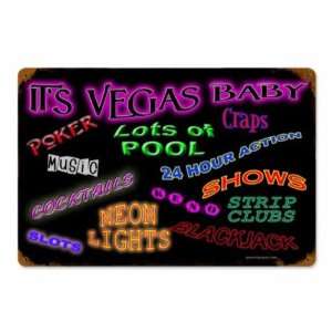  Vegas Baby Neon Metal Sign Fun Gambling