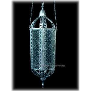  MOROCCAN ANTIQUE GLASS CLEAR LANTERN CANDLE LAMP