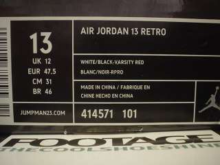 2010 Nike Air Jordan XIII Retro WHITE BLACK VARSITY RED Sz 13  