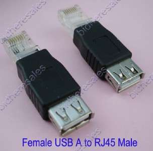 100 PCS Female USB A to Ethernet RJ45 Male Plug Adapter  