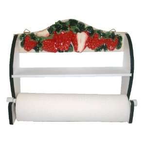 WOOD PAPER TOWEL HOLDER STRAWBERRY WALL DECOR 