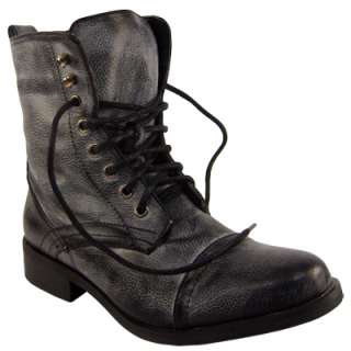 WOMENS BLACK LACE UP MILITARY FASHION ARMY BOOTS  