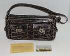 DOONEY & BOURKE BROWN CROC EMBOSSED NILE COLLECTION PURSE WITH CARDS