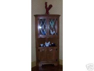   Heirloom Maple Corner China Cabinet Pewter Grilled Glass 9046  
