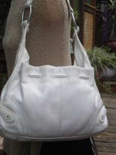 Sigrid Olsen Soft Thick White Leather Hobo Bag Purse  