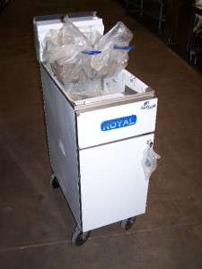 Never Used Royal 50 lbs Natural Gas Fryer w/Baskets and Casters 