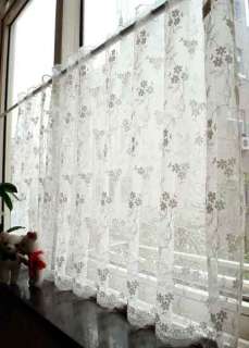 Beautiful Flower Embroidered Lace Sheer Cafe Curtain  