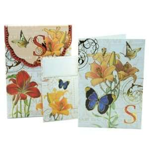  Punch Studio Floral Monogram Pouch Note Cards  #56976S 