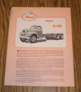1954 MACK Model B 43S Truck Brochure AWESOME  