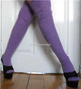   Lilac OTK Slouch Socks Ribbed Scrunchy Soft Fuzzy Used Cute  