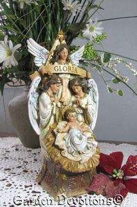 BABY JESUS MANGER CHRISTMAS NATIVITY FIGURINE Surrounded by Gloria 