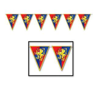 12 medieval plastic pennant flag banner party bunting 12 feet