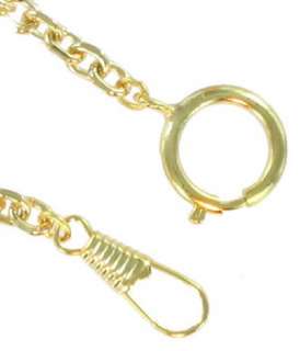 Watch Chain Mens 13 Yellow Gold Tone Fob Pocket Cable  