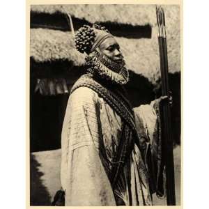  1930 Tikar Chief Ngambe Cameroon African Costume Spears 