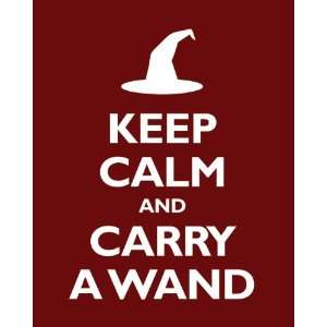   Calm And Carry A Wand, 11 x 14 giclee print (dark red)