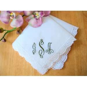    Monogrammed Wedding Hankie w/ 3 Initials   Font B