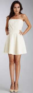 Lucca Couture White Eyelet Strapless Dress Pocket Cream  