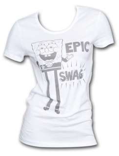 Spongebob Squarepants Epic Swag White Womens Graphic Tee Shirt  