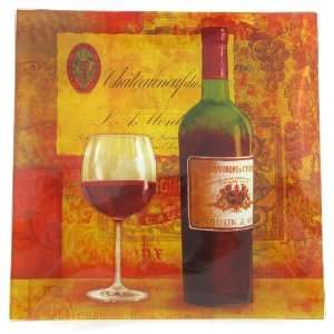 Prima Donna Designs Red Wine Tasting Square Glass Platter 