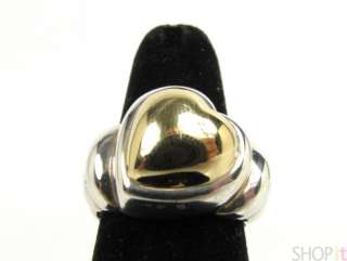 Garzi Sterling Silver 925 18k Gold Heart Ring Italy 6 g  