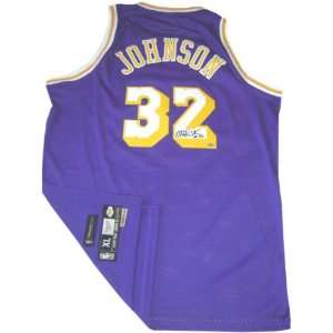  Magic Johnson Los Angeles Lakers Autographed Purple Reebok 