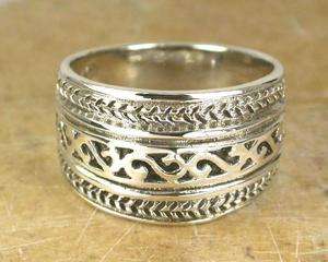 AMAZING WIDE STERLING SILVER FILIGREE DOME RING sz 8  