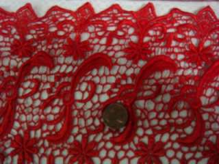 yard Red Venice Venise fabric lace trim 12 wide  