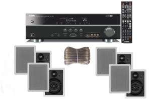 Yamaha 5.1 Channel RX V371 TV Receiver System + 4 In Wall Speakers NS 