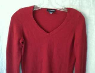 ANN TAYLOR Womens Brick Red 100% Cashmere V Neck Sweater S Small 
