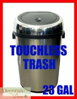 TOUCHLESS NX Trash Can 23 Gal Round Commercial Size Stainless Steel 