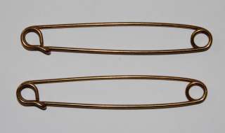VINTAGE ANTIQUE 2 METAL BRASS SAFETY PIN PINS OLD 3inch  