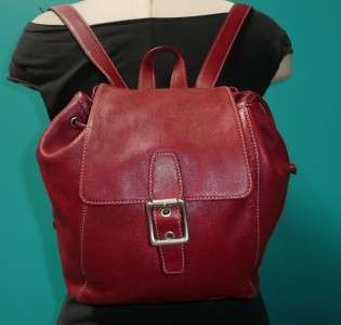 Vintage COACH Red Leather Backpack Medium Bucket Tote Purse Bag 9569 