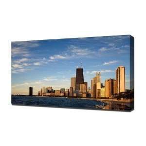 Chicago Skyline Illinois   Canvas Art   Framed Size 16x24   Ready To 