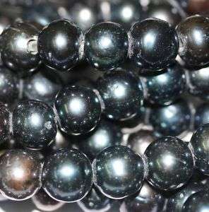 Black Pearl Round Beads 10 11mm 2.5mm Big Hole Size  