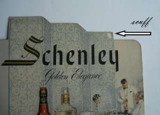 Vintage CARDBOARD COUNTER DISPLAY SIGN Schenley Whiskey  