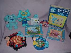 LOT OF 9 BLUES CLUES TOY ELECTRONIC GAMES, PUZZLE, PLUSH  