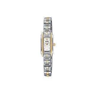   Womens PEX534 Crystal Accented Dress Two Tone Stainless Steel Watch