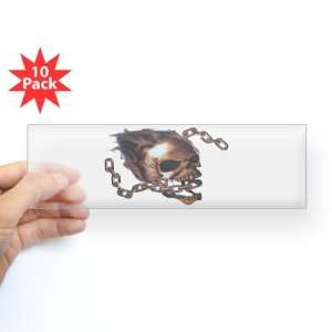  Bumper Sticker Clear (10 Pack) Skull With Chain 