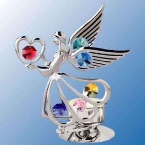 Chrome Plated Angel w/ Heart Tea Light Candle Holder   Multicolor 