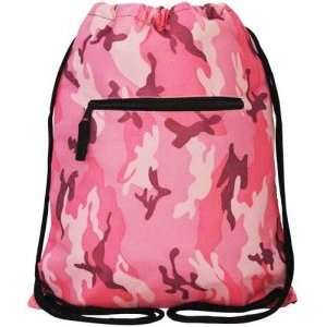  Pink Camoflauge Drawstring Backpack 