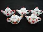 Set of 5 Art Hand Painted Teapot Dollhouse Miniatures C