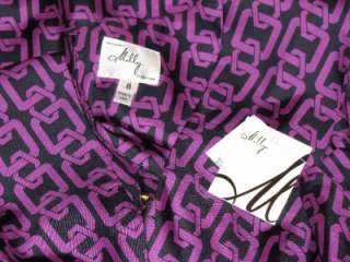 NWT Milly Dani Printed Plum 8 Chain link Silk Dress Purple  