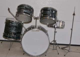 Vintage Ludwig Standard Blue Strata 5 Piece Drum Set 60s 70s  