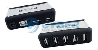 USB 7 Port HUB Powered +AC Adapter Cable High Speed  