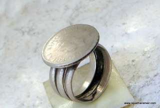 ETHNIC TRIBAL OLD SILVER GIPSY GOTHIC COIN RING INDIA  