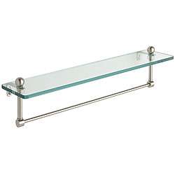 Glass 16 inch Bathroom Shelf with Towel Bar  
